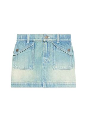 Light blue washed denim skirt GUCCI KIDS | 772132XDCTU4452